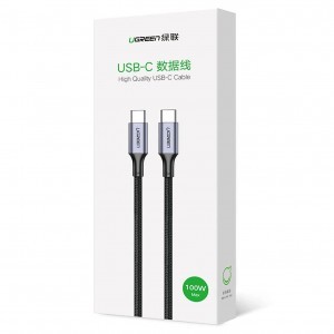 Ugreen US316 70428 USB-C - USB-C PD QC FCP kábel 100W 5A 480Mb/s 1.5m - szürke-11