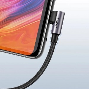 Ugreen US284 70255 USB-A (egyenes) / USB-C (szögletes) kábel 3A 3m - szürke