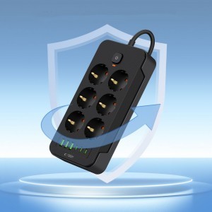 TECH-PROTECT PC6X6 Hálózati Elosztó 3 USB & 3 TYPE-C & 6 ALJZAT 200CM FEKETE-3