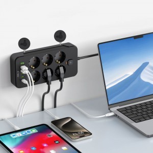 TECH-PROTECT PC6X6 Hálózati Elosztó 3 USB & 3 TYPE-C & 6 ALJZAT 200CM FEKETE-4