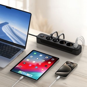 TECH-PROTECT PCL4X3 HÁLÓZATI ELOSZTÓ 2 USB & 1 TYPE-C & 4 ALJZAT 200CM FEKETE-5