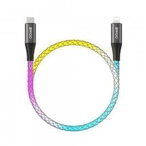 BWOO 27W kábel X279C-L USB-C lightninghoz RGB színes fénnyel