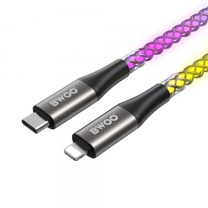 BWOO 27W kábel X279C-L USB-C lightninghoz RGB színes fénnyel