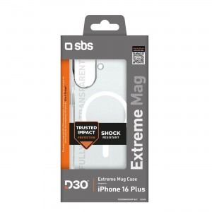 SBS Extreme Mag D3O MagSafe iPhone 16 Plus tok - átlátszó