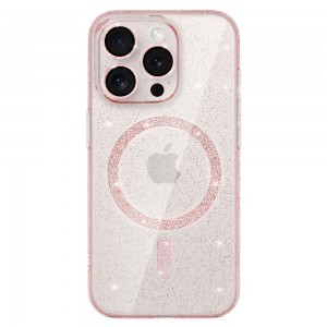 Glitter Magsafe tok iPhone 16 Pro Max pink clear