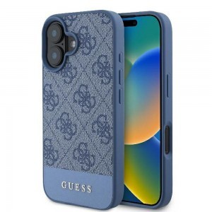 GUESS tok iPhone 16 GUHCP16SG4GLBL (4G PU Bottom Stripe) kék\