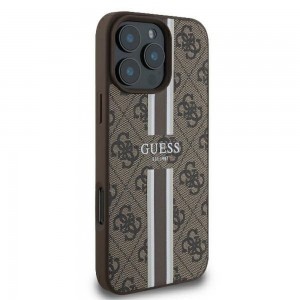 GUESS tok iPhone 16 Pro kompatibilis MagSafe GUHMP16LP4RPSW (4G Printed Stripes) barna