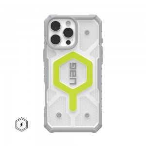 Case (UAG) Urban Armor Gear Pathfinder Clear, MagSafe kompatibilis tok, IPHONE 16 Pro Max aktív neon