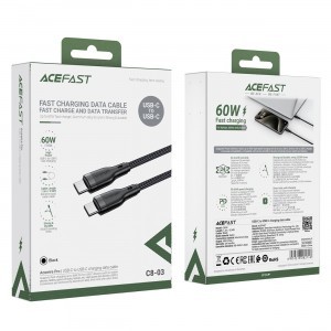 Acefast C8-03 USB-C / USB-C 60W 3A kábel - fekete