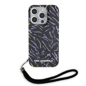 Karl Lagerfeld Zebra Pánttal iPhone 15 Pro Max tok - Lila