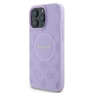 Eredeti GUESS keménytok Saffiano Peony Classic Logo MagSafe GUHMP16LPSAPSMEU iPhone 16 Pro lila tok