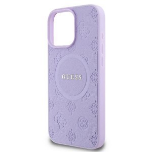 Eredeti GUESS keménytok Saffiano Peony Classic Logo MagSafe GUHMP16LPSAPSMEU iPhone 16 Pro lila tok