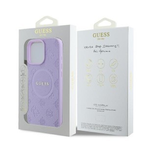 Eredeti GUESS keménytok Saffiano Peony Classic Logo MagSafe GUHMP16LPSAPSMEU iPhone 16 Pro lila tok