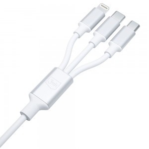 3mk Hyper Kábel 3 az 1-ben USB-A - USB-C / USB-C - micro USB - Lightning 1.5m - fehér