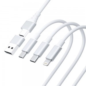 3mk Hyper Kábel 3 az 1-ben USB-A - USB-C / USB-C - micro USB - Lightning 1.5m - fehér