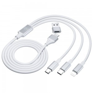 3mk Hyper Kábel 3 az 1-ben USB-A - USB-C / USB-C - micro USB - Lightning 1.5m - fehér