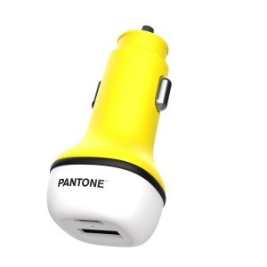 PANTONE autós töltő 38W PD QC 1x USB 1x USB-C PT-PDDC05 Sárga 102C