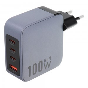 FORCELL F-ENERGY GaN VT-46 utazó töltő 3 x USB-C + USB A PD QC4.0 5A 100W szürke-2