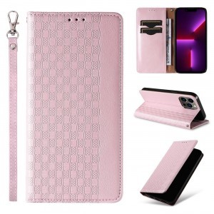 Magnet Strap tok iPhone 13 Pro Pouch Wallet + Mini Lanyard Medál Pink