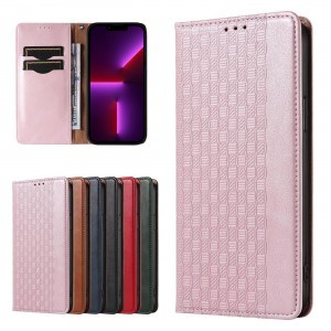 Magnet Strap Case tok iPhone 13 Pro Max-hoz Pénztárca + Mini Láncos Medál Rózsaszín