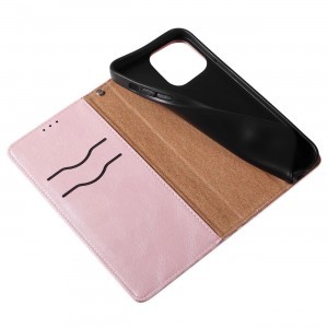 Magnet Strap Case tok iPhone 13 Pro Max-hoz Pénztárca + Mini Láncos Medál Rózsaszín