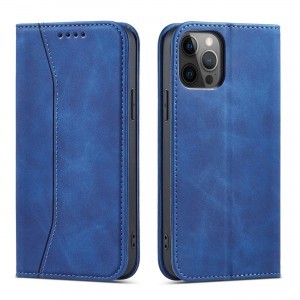 Magnet Fancy Case tok iPhone 12 Prohoz Kártyatartó Pénztárca Állvány Kék