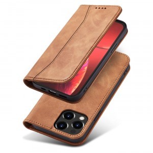 Magnet Fancy Case tok iPhone 13 Pro Max-hoz Pénztárca Kártyatartó Barna