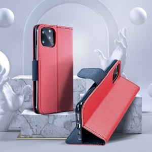 FANCY fliptok iPhone 16 piros / tengerészkék tok