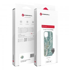 FORCELL F-PROTECT Mirage, Military Dop-Tested case compatible with MagSafe for IPHONE 16 PRO MAX green marble