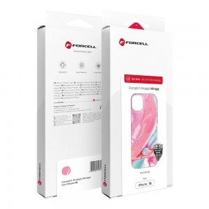 FORCELL F-PROTECT Mirage, Military Dop-Tested case compatible with MagSafe for IPHONE 16 PLUS pink marble