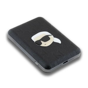 Karl Lagerfeld Powerbank inductive KLPB5FPGKSKIHK 16W 5000mAh fekete/fekete Karl Head Pin MagSafe-3