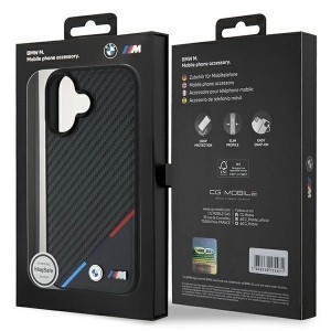 BMW Carbon Tricolor Line MagSafe iPhone 16 Plus tok - Fekete