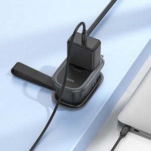 HOCO multifunkcionális elosztó 1 aljzat + 2 x USB A + Type C EU szabványok 4000W 3,1A NS6 1,1 m fekete-5