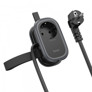 HOCO multifunkcionális elosztó 1 aljzat + 2 x USB A + Type C EU szabványok 4000W PD QC 3A 20W NS7 1,1 m fekete-3