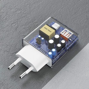 GaN Dudao A30EU 30W USB-A / USB-C Fali Töltő - Fehér-3