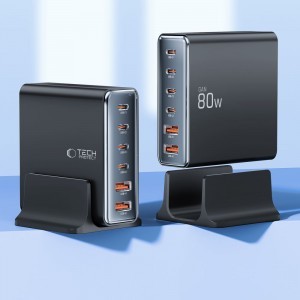 Tech-protect Dc80w-gan 6-portos Asztali Töltő Pd80w/qc3.0 Fekete-2