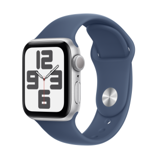 Apple Watch SE2 v3 GPS 40mm Ezüst Alumínium Tokkal és Farmer Sport Szíjjal - S/M