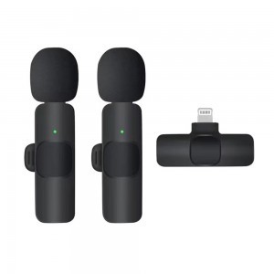 Vezeték nélküli mikrofon szett (LW1) - vevőegységgel, Lightning csatlakozóval, iPhone-hoz, csíptethető - Fekete Techsuit Lavalier-2