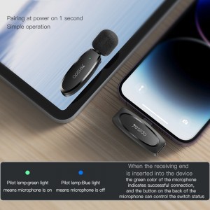  Yesido - (2 csomag) Vezeték nélküli Lavalier Mikrofonok (KR15) - 3 az 1-ben Vevő, USB-C, Lighting, 3.5mm Jack, 2.4GHz - Fekete-4