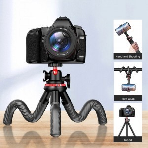  Techsuit - Selfie Bot (C02) - Telefonokhoz és akciókamerákhoz, rugalmas állvánnyal, 43 cm - Fekete-1