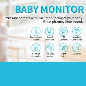  Techsuit - Baba WIFI Kamera (Q15A) - 1080P, PTZ, Távirányító, Altatódalok, Infravörös, Hőmérséklet-érzékelő, Tuya Alkalmazás - Fehér-4