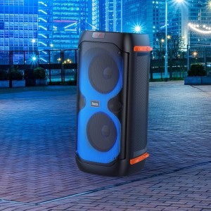 HOCO Bluetooth / vezeték nélküli hangszóró LED Outdoor Manhattan + dupla vezeték nélküli mikrofon BS53-1