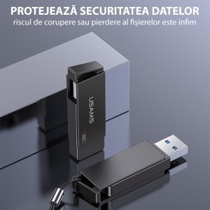  Usams - Memóriastick (US-ZB197) - Forgatható USB 3.0, Nagysebességű Pendrive 128G - Vas szürke-1