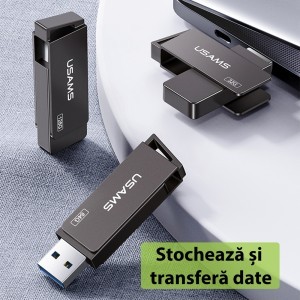  Usams - Memóriastick (US-ZB197) - Forgatható USB 3.0, Nagysebességű Pendrive 128G - Vas szürke-3
