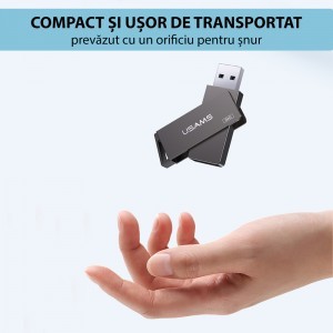  Usams - Memóriastick (US-ZB197) - Forgatható USB 3.0, Nagysebességű Pendrive 128G - Vas szürke-4