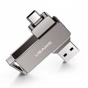  Usams - USB Stick (US-ZB198) - Forgatható Type-C, USB 3.0 Nagy Sebességű Pendrive 16 GB - Vas Szürke