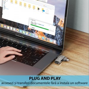  Usams - USB Stick (US-ZB198) - Forgatható Type-C, USB 3.0 Nagy Sebességű Pendrive 16 GB - Vas Szürke-2