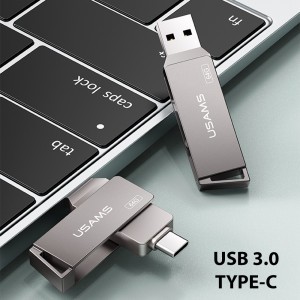  Usams - USB Stick (US-ZB198) - Forgatható Type-C, USB 3.0 Nagy Sebességű Pendrive 16 GB - Vas Szürke-5