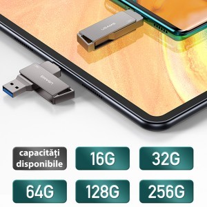  Usams - USB Stick (US-ZB198) - Forgatható Type-C, USB 3.0 Nagy Sebességű Pendrive 16 GB - Vas Szürke-6