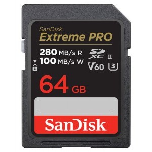 SanDisk 64GB SDXC Extreme Pro 280/100MB/s UHS-II C10 V60